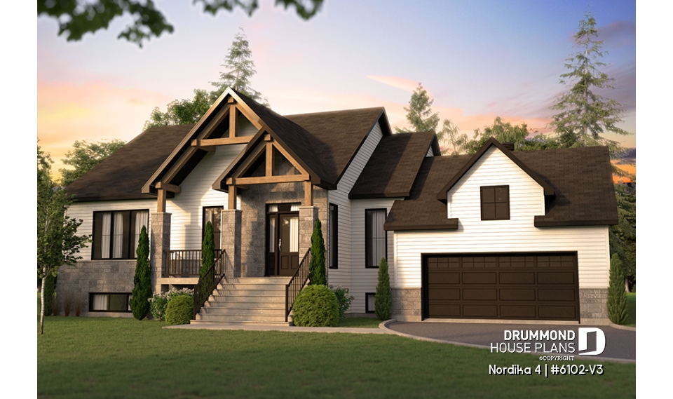 front - BASE MODEL - Nordic Craftsman Home Plan – 3 Bedrooms on One Level, Perfect for Families - Nordika 4