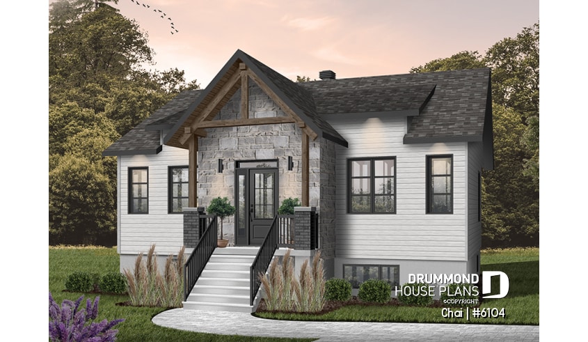 Color version 1 - Front - Modern first home buyer perfect plan, 2 bedrooms, large family bathroom, fireplace, kitchen island  - Chai