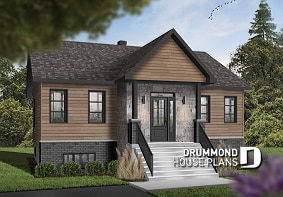 front - BASE MODEL - Budget friendly small craftsman home design, 4 bedroom, covered porch, daylight basement - Chai 3