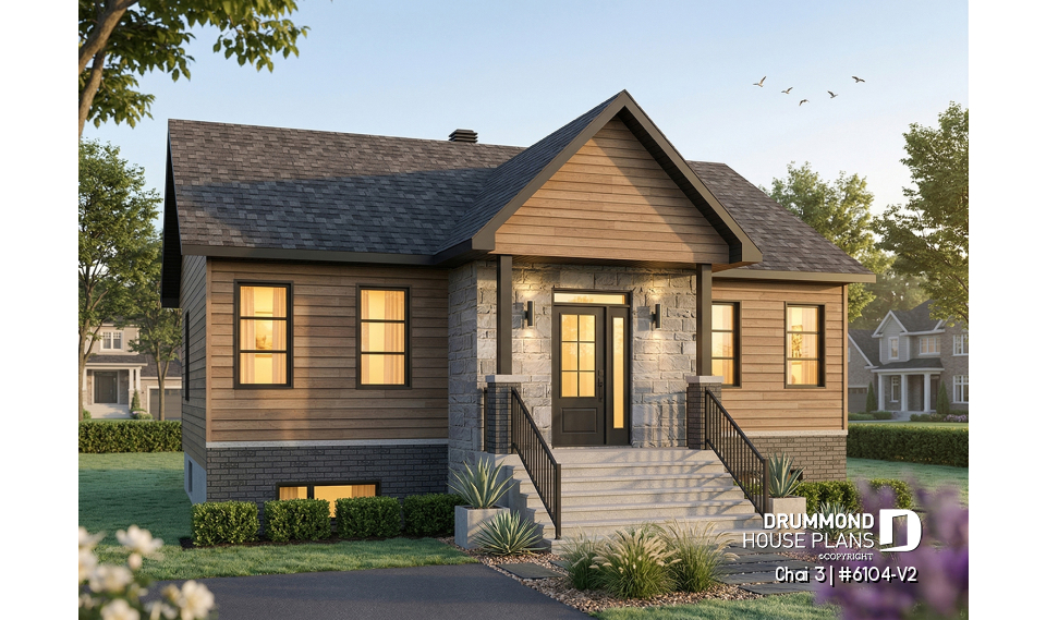 front - BASE MODEL - Budget friendly small craftsman home design, 2 to 4 beds, covered porch, optional finished basement ($) - Chai 3