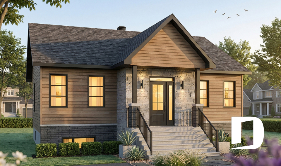front - BASE MODEL - Budget friendly small craftsman home design, 2 to 4 beds, covered porch, optional finished basement ($) - Chai 3