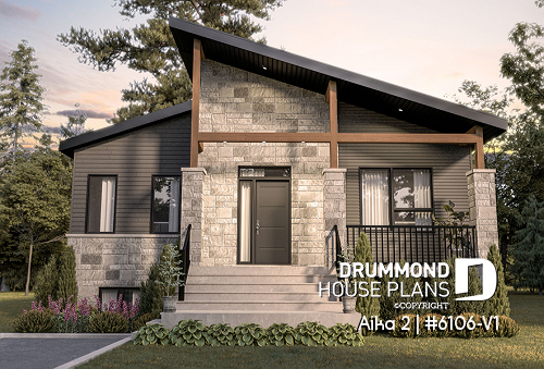 front - BASE MODEL - Single storey home plan, 1 to 4 beds, 2.5 baths,finished basement, living & family rooms, 9 foot ceiling - Aika 2