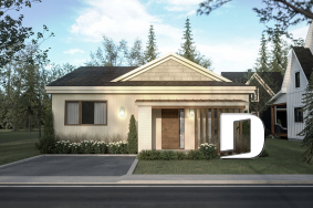 Color version 1 - Front - Mid-Century Modern Inspired 3 Bedroom House Model with Concrete Slab Foundation - Hampshire