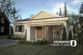 front - BASE MODEL - Mid-Century Modern Inspired 3 Bedroom House Model with Concrete Slab Foundation - Hampshire