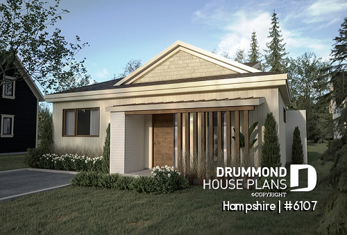 front - BASE MODEL - Mid-Century Modern Inspired 3 Bedroom House Model with Concrete Slab Foundation - Hampshire