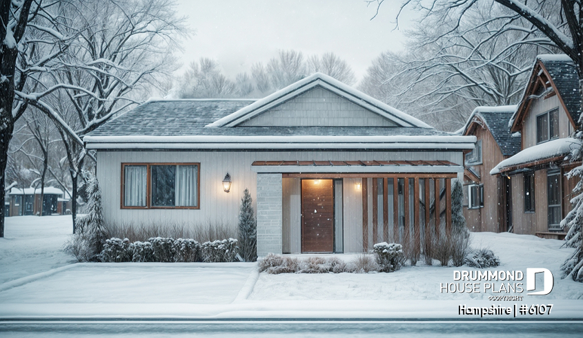 front - BASE MODEL - Mid-Century Modern Inspired 3 Bedroom House Model with Concrete Slab Foundation - Hampshire