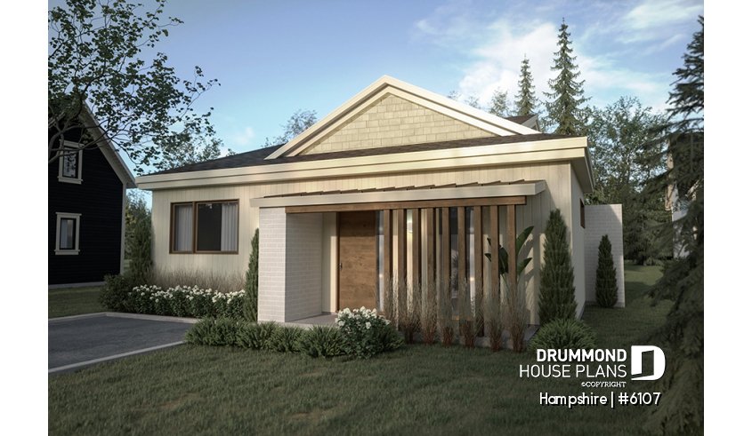 front - BASE MODEL - Mid-Century Modern Inspired 3 Bedroom House Model with Concrete Slab Foundation - Hampshire