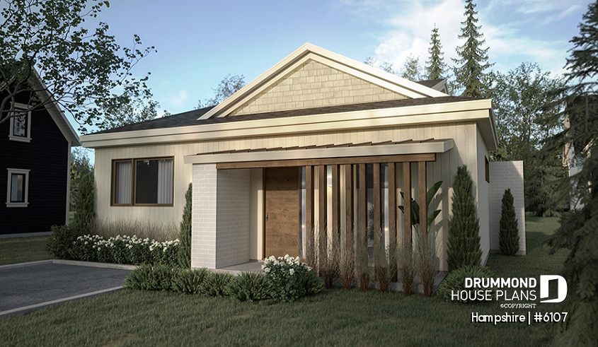 front - BASE MODEL - Mid-Century Modern Inspired 3 Bedroom House Model with Concrete Slab Foundation - Hampshire