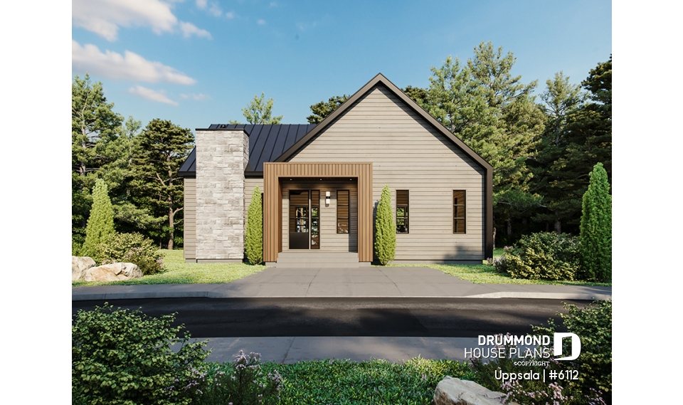 front - BASE MODEL - Scandinavian style home, 2 to 4 beds, optional finished basement ($), fireplace, pantry, sheltered terrace - Uppsala