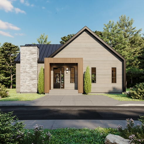 front - BASE MODEL - Scandinavian style home, 2 to 4 beds, optional finished basement ($), fireplace, pantry, sheltered terrace - Uppsala