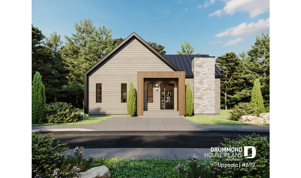 front - BASE MODEL - Scandinavian style home, 2 to 4 beds, optional finished basement ($), fireplace, pantry, sheltered terrace - Uppsala