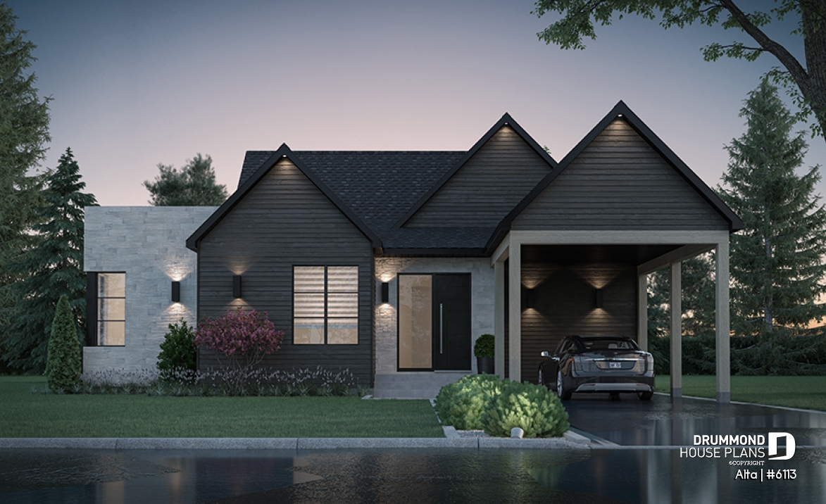 front - BASE MODEL - Modern Scandinavian house with great open living concept, large sheltered terrace, 2 bedrooms - Alta