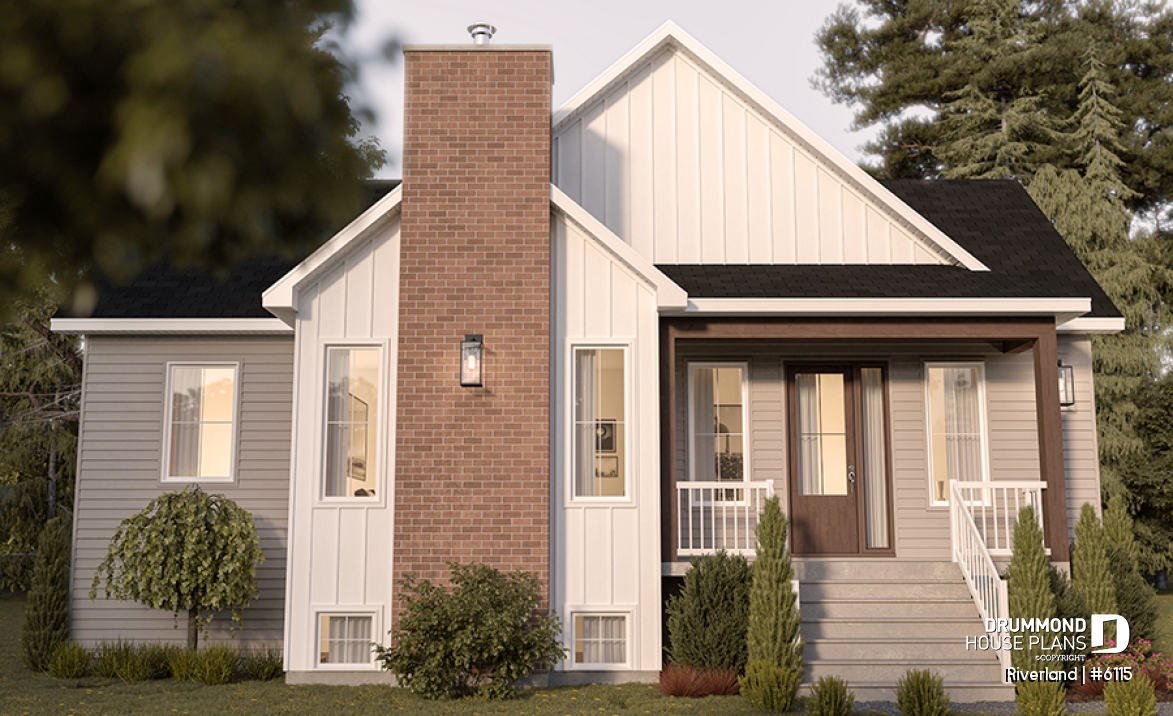 front - BASE MODEL - Modern Farmhouse Home Plan – Covered Porches, 1 to 3 Bedrooms, and Inviting Family Living Spaces - Riverland