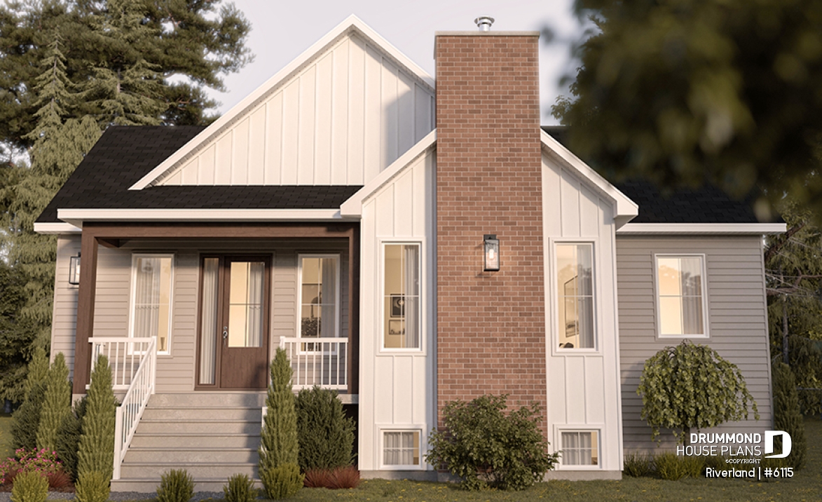 front - BASE MODEL - Modern Farmhouse Home Plan – Covered Porches, 1 to 3 Bedrooms, and Inviting Family Living Spaces - Riverland