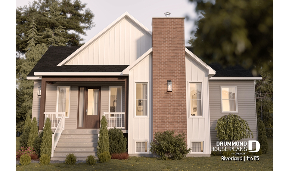 front - BASE MODEL - Modern Farmhouse Home Plan – Covered Porches, 1 to 3 Bedrooms, and Inviting Family Living Spaces - Riverland