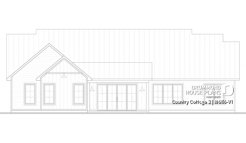 rear elevation of house plan 6116-V1 rear elevation - Country Cottage 2