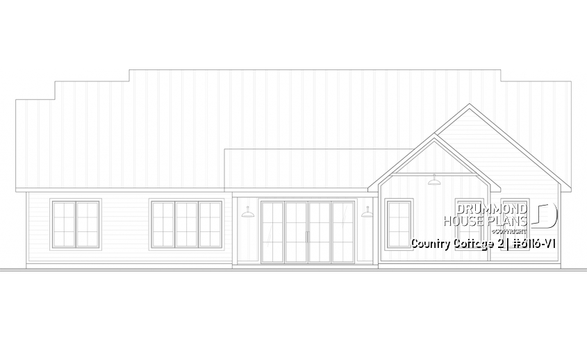 rear elevation of house plan 6116-V1 rear elevation - Country Cottage 2