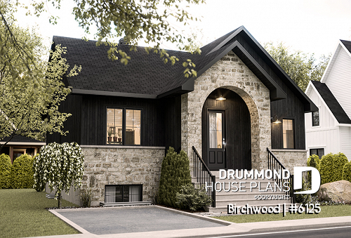 alternate - Small English style bungalow house plan with fully finished basement for a total of 4 bedrooms - Birchwood