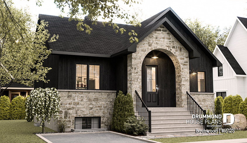 alternate - Small English style bungalow house plan with fully finished basement for a total of 4 bedrooms - Birchwood