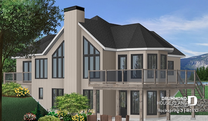 Color version 1 - Rear - Stunning Lakefront home with 2 large bedrooms, unfinished basement and one-car garage - Rockspring 3