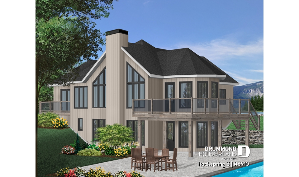 Color version 1 - Rear - Stunning Lakefront home with 2 large bedrooms, unfinished basement and one-car garage - Rockspring 3