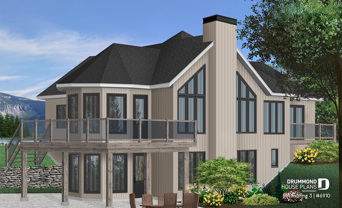 Color version 1 - Rear - Stunning Lakefront home with 2 large bedrooms, unfinished basement and one-car garage - Rockspring 3