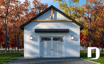 front - BASE MODEL - One-car garage, country farmhouse style - Foresta