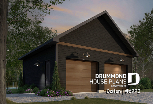 front - BASE MODEL - Double garage plan with 9' ceiling - Dalton