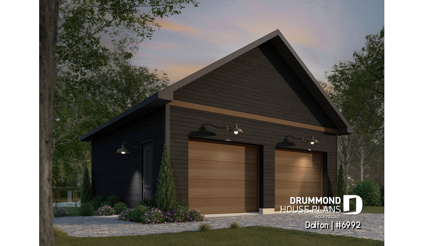 front - BASE MODEL - Double garage plan with 9' ceiling - Dalton