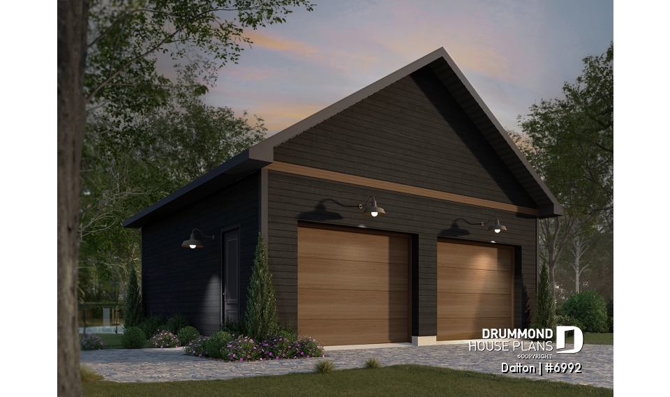 front - BASE MODEL - Double garage plan with 9' ceiling - Dalton