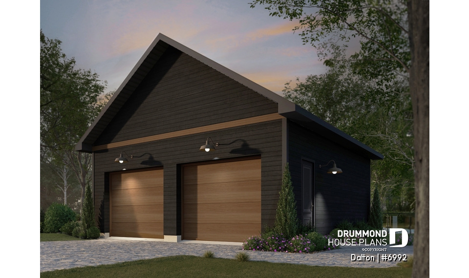 front - BASE MODEL - Double garage plan with 9' ceiling - Dalton