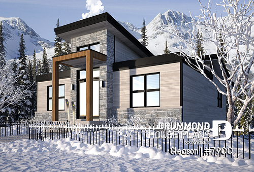 front - BASE MODEL - Modern Cottage house plan with finished walkout basement, 4 beds, 3 baths, large rear terrace, 2 fireplaces - Gleason