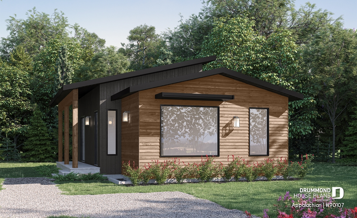 front - BASE MODEL - Side entrance, panoramic view at front, 1 to 3 beds, covered side porch, optional finished basement ($) - Appalachian