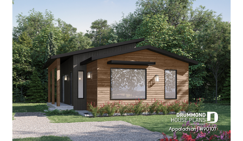 front - BASE MODEL - Side entrance, panoramic view at front, 1 to 3 beds, covered side porch, optional finished basement ($) - Appalachian