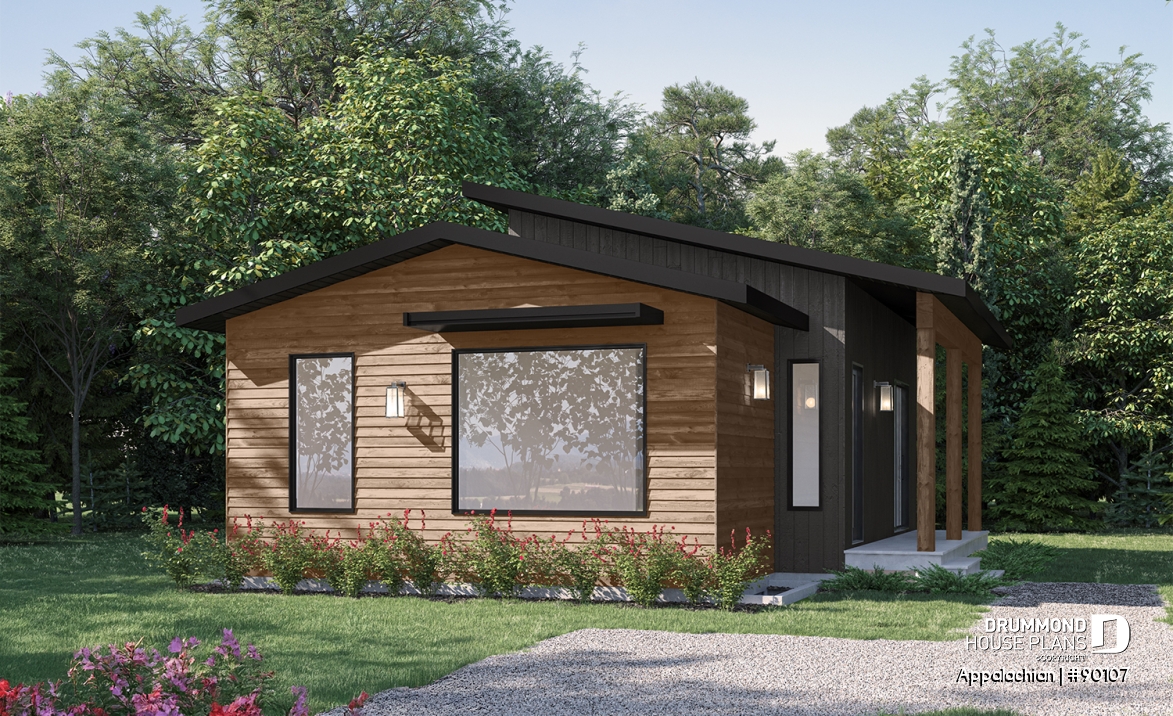 front - BASE MODEL - Side entrance, panoramic view at front, 1 to 3 beds, covered side porch, optional finished basement ($) - Appalachian