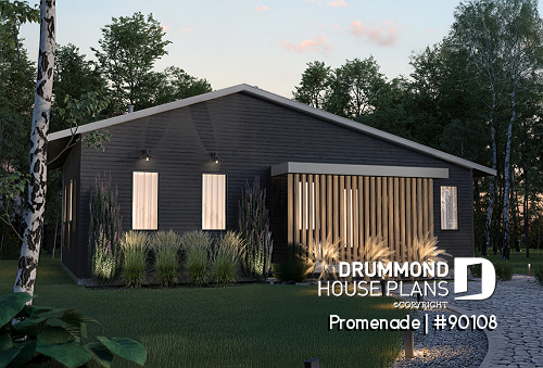 front - BASE MODEL - Environmentally friendly house plan, 1 to 5 beds, home office, 2 family rooms, kids' secret room - Promenade