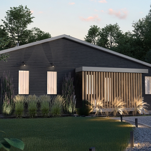 front - BASE MODEL - Environmentally friendly house plan, 1 to 3 beds, den, optional finished basement ($) - Promenade