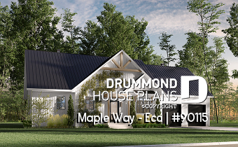 front - BASE MODEL - Farmhouse plan with 2 bedrooms, dedicated home office, 2-car garage, mudroom and more! - Maple Way - Eco