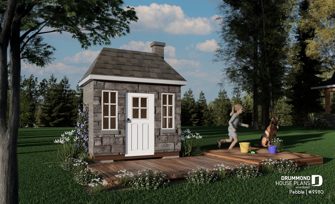 front - BASE MODEL - Free DIY playhouse plan for children - Country-style tiny home - Pebble