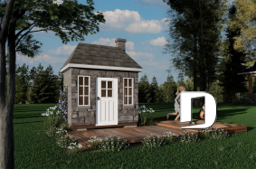 front - BASE MODEL - Free DIY playhouse plan for children - Country-style tiny home - Pebble