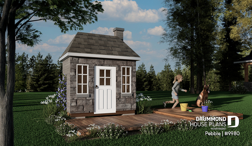 front - BASE MODEL - Free DIY playhouse plan for children - Country-style tiny home - Pebble