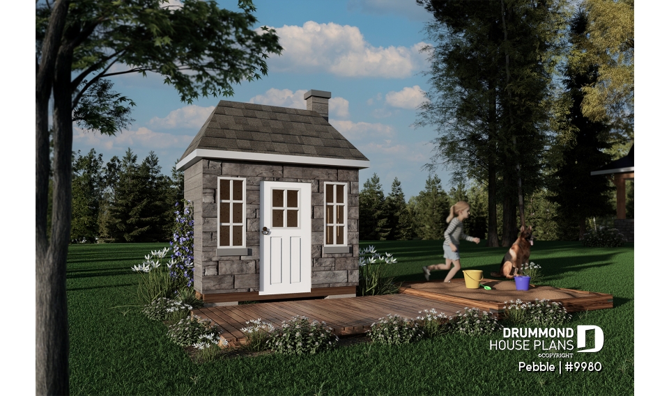 front - BASE MODEL - Free DIY playhouse plan for children - Country-style tiny home - Pebble