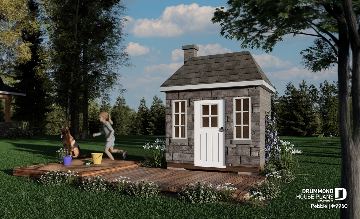 front - BASE MODEL - Free DIY playhouse plan for children - Country-style tiny home - Pebble