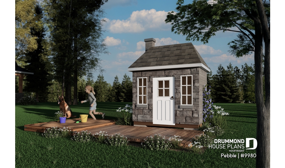 front - BASE MODEL - Free DIY playhouse plan for children - Country-style tiny home - Pebble