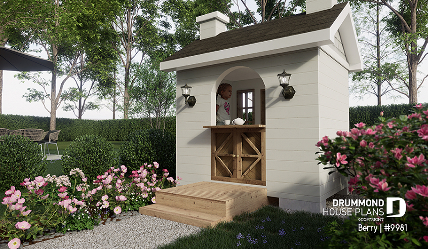 Rear view - BASE MODEL - Free children's playhouse plan to build yourself. - Berry