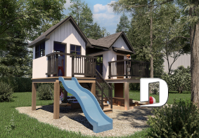 front - BASE MODEL - Plan for a large children's playhouse to build yourself - Scandinavian-style tiny home - Castle