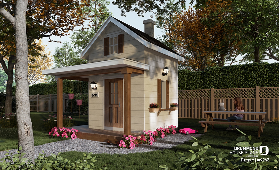 front - BASE MODEL - Small farmhouse-style DIY playhouse for children – Free mini house plan for kids - Peanut