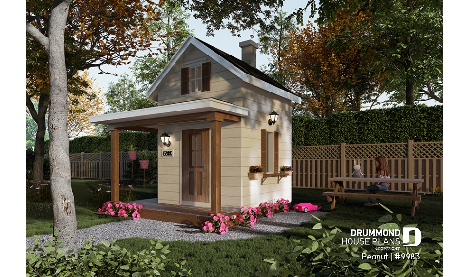 front - BASE MODEL - Small farmhouse-style DIY playhouse for children – Free mini house plan for kids - Peanut