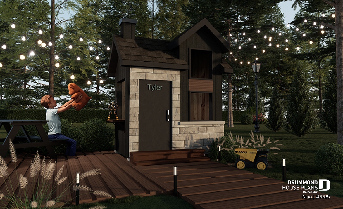 front - BASE MODEL - Free one-story mini house plan for children (playhouse), full of charm - Nino