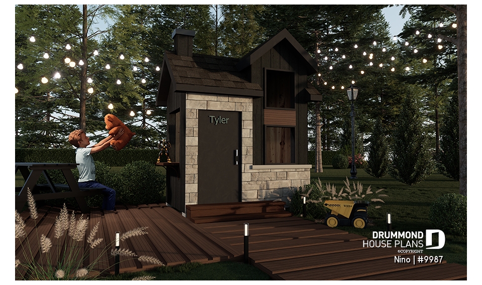 front - BASE MODEL - Free one-story mini house plan for children (playhouse), full of charm - Nino